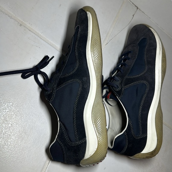 PRADA men’s blue suede and nylon low top sneakers Size: 9.5 - Picture 7 of 12